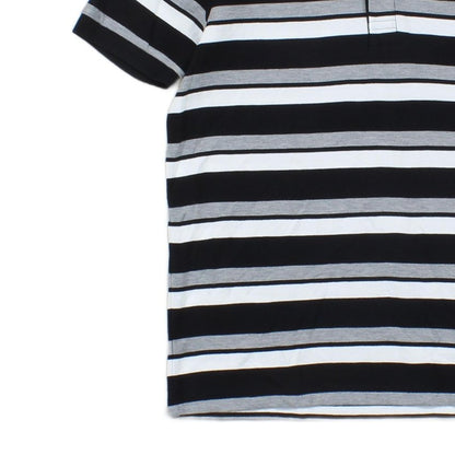 Mens Striped Polo Shirt Modern Fit Short Sleeve