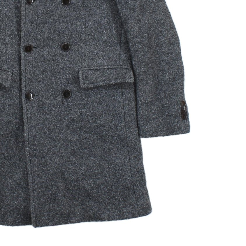Mens Overcoat Tailored Fit Double Breasted Wool Blend