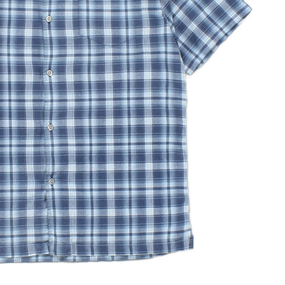 Mens Plaid Shirt Short Sleeve Button Up