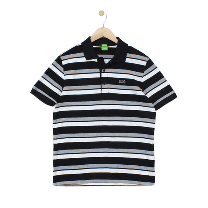 Mens Striped Polo Shirt Modern Fit Short Sleeve