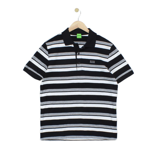 Mens Striped Polo Shirt Modern Fit Short Sleeve