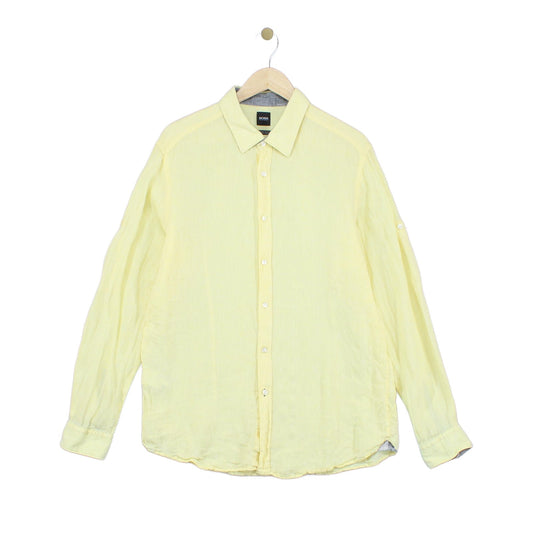 Mens Linen Shirt Button Up Long Sleeve Convertible