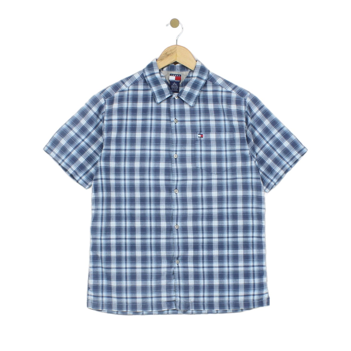 Mens Plaid Shirt Short Sleeve Button Up