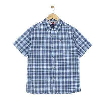 Mens Plaid Shirt Short Sleeve Button Up