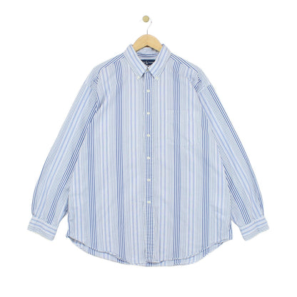 Mens Striped Shirt Button Up Collared