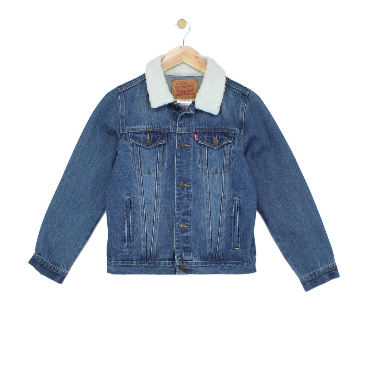 Boys Sherpa Denim Jacket Lined Trucker Cotton