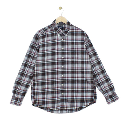Mens Check Shirt Button Up Long Sleeve