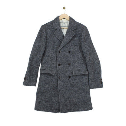 Mens Overcoat Tailored Fit Double Breasted Wool Blend