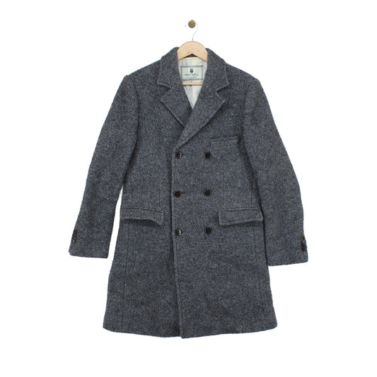 Mens Overcoat Tailored Fit Double Breasted Wool Blend