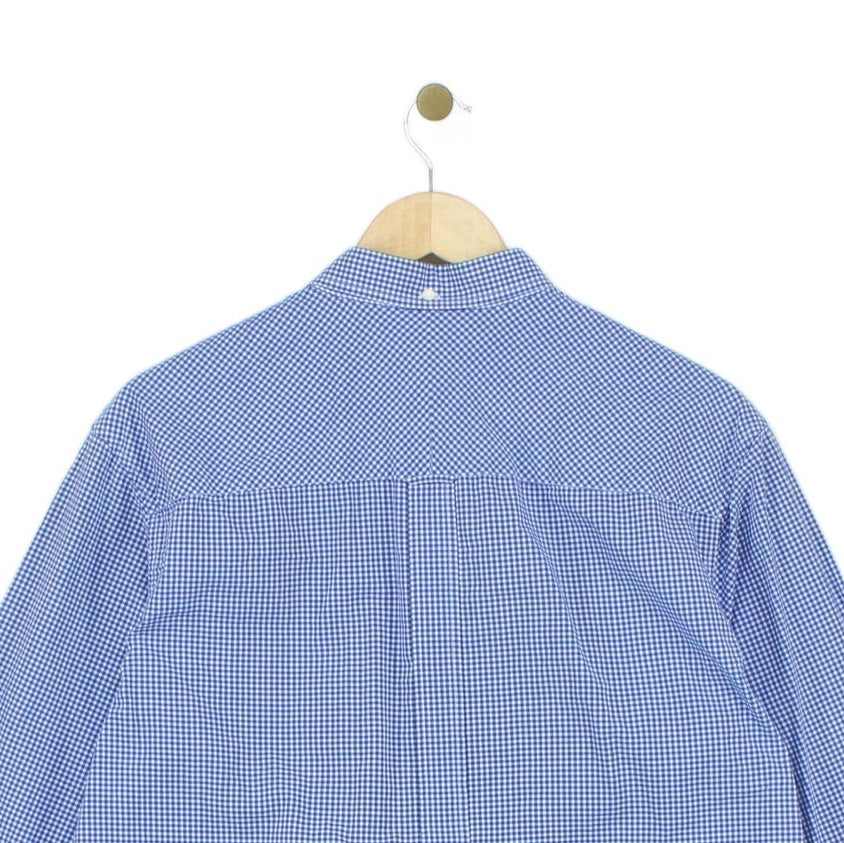 Mens Check Shirt Long Sleeve Button Up Cotton