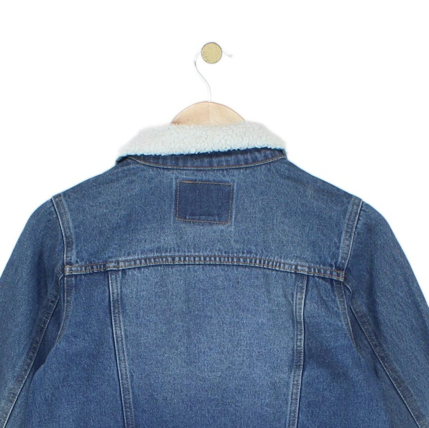 Boys Sherpa Denim Jacket Lined Trucker Cotton