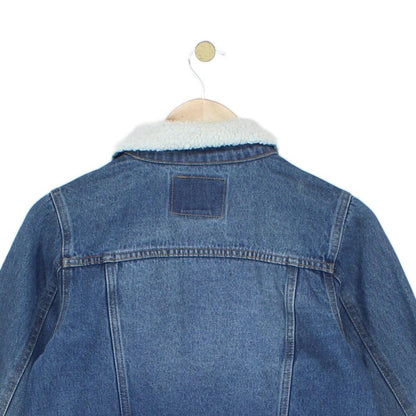 Boys Sherpa Denim Jacket Lined Trucker Cotton