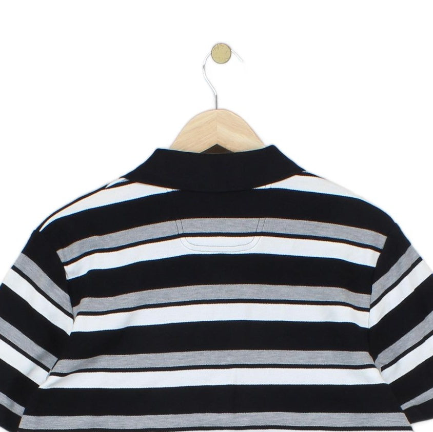 Mens Striped Polo Shirt Modern Fit Short Sleeve