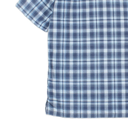 Mens Plaid Shirt Short Sleeve Button Up