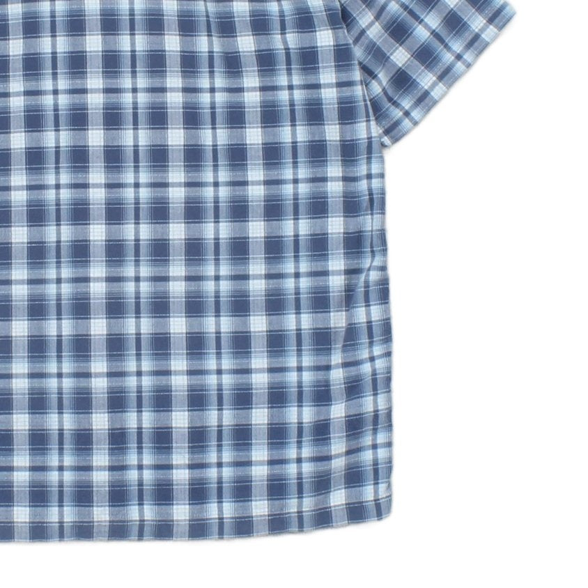 Mens Plaid Shirt Short Sleeve Button Up