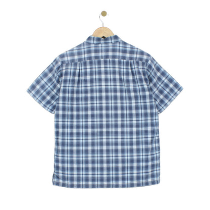 Mens Plaid Shirt Short Sleeve Button Up