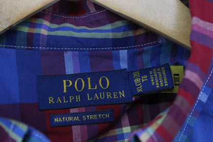 Boys Plaid Shirt Stretch Button Down Long Sleeve