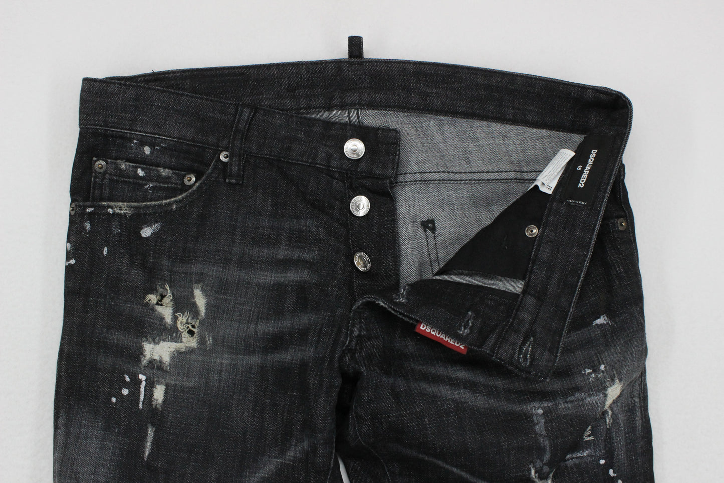 Mens Skinny Jeans Made In Italy Distressed Button Fly