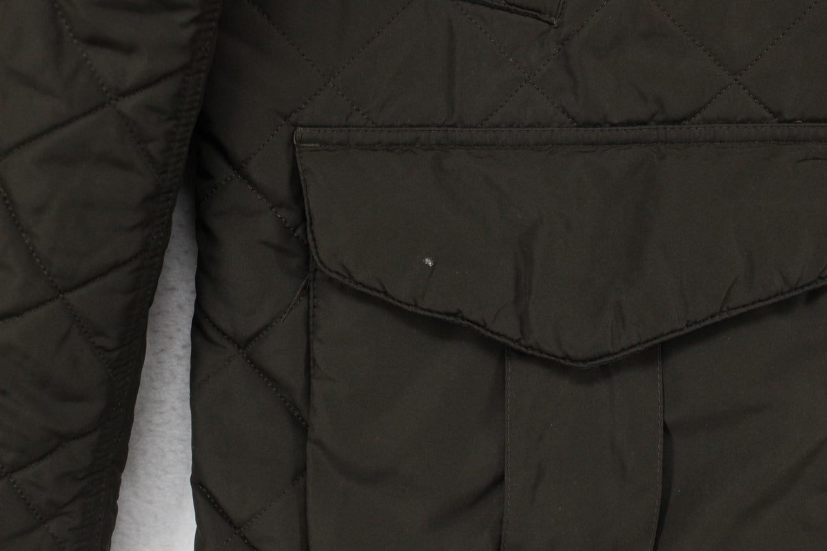 Mens Quilted Jacket Full Zip Corduroy Collar