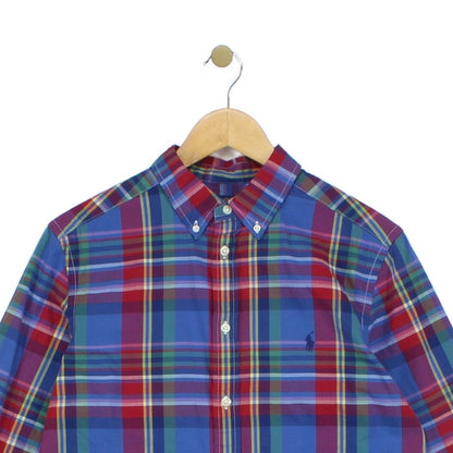 Boys Plaid Shirt Stretch Button Down Long Sleeve