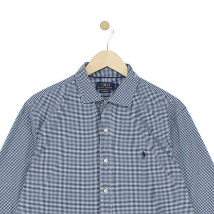 Mens Check Shirt Button Down Long Sleeve Performance