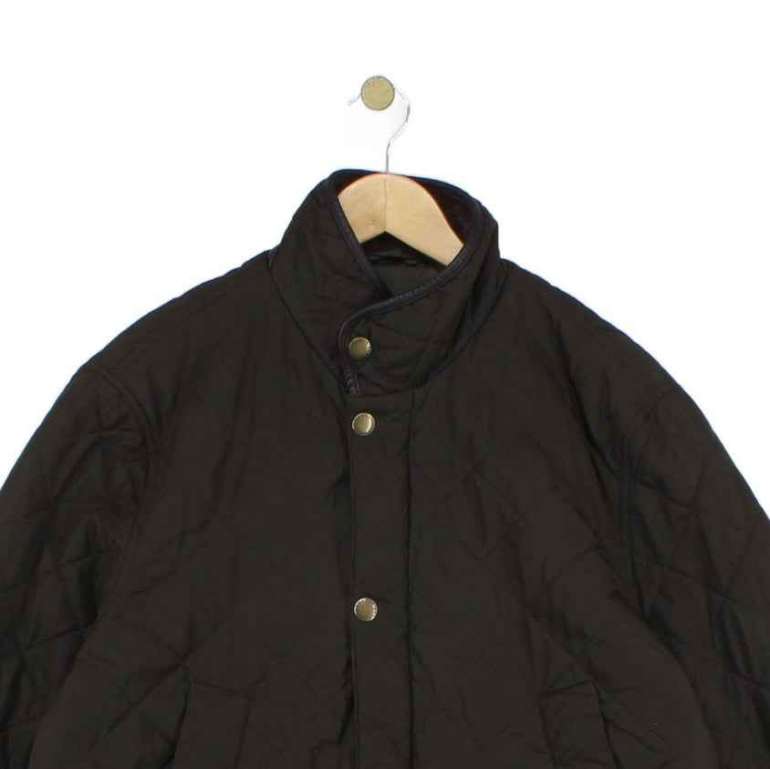 Mens Quilted Jacket Full Zip Corduroy Collar