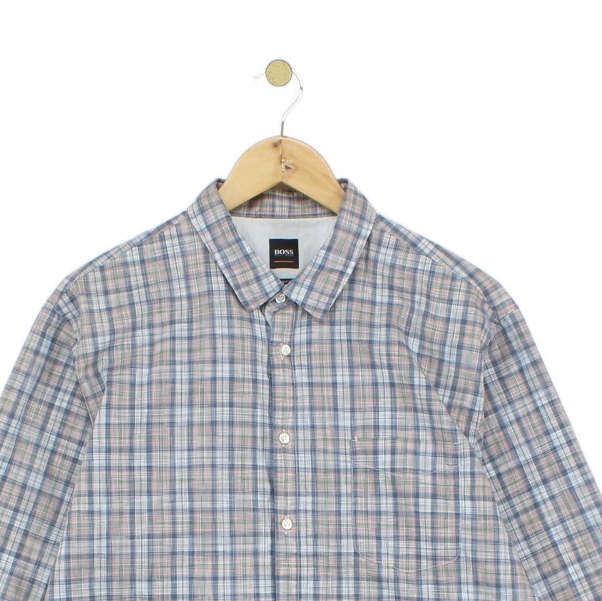 Mens Plaid Shirt Long Sleeve Slim Fit