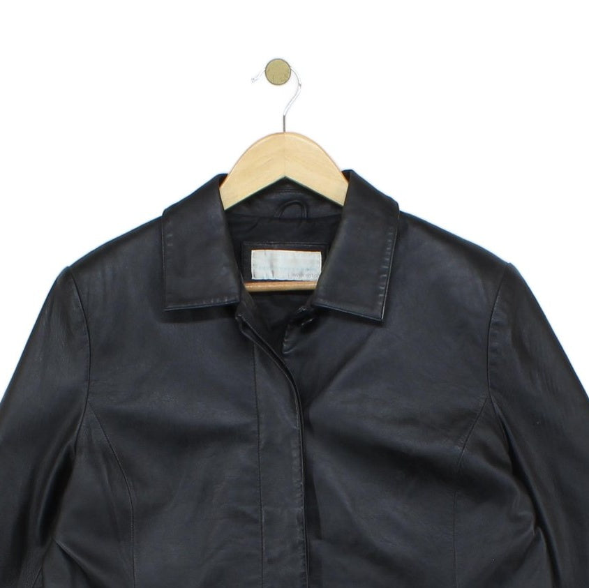 Womens Leather Overcoat Pocket