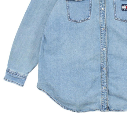 Womens Denim Shirt Long Sleeve Oversized Snap