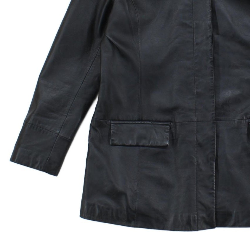 Womens Leather Overcoat Pocket