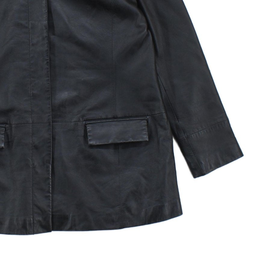 Womens Leather Overcoat Pocket