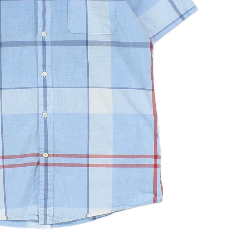 Mens Plaid Shirt Short Sleeve Tailored