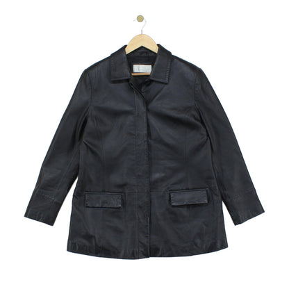 Womens Leather Overcoat Pocket