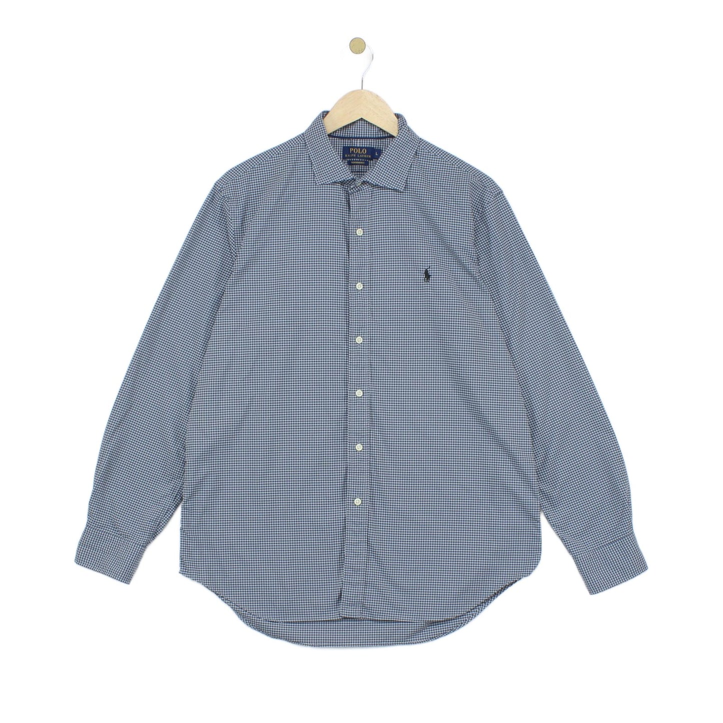 Mens Check Shirt Button Down Long Sleeve Performance