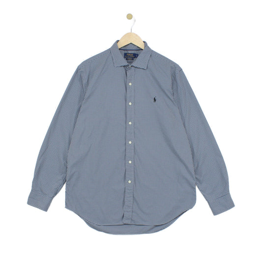Mens Check Shirt Button Down Long Sleeve Performance