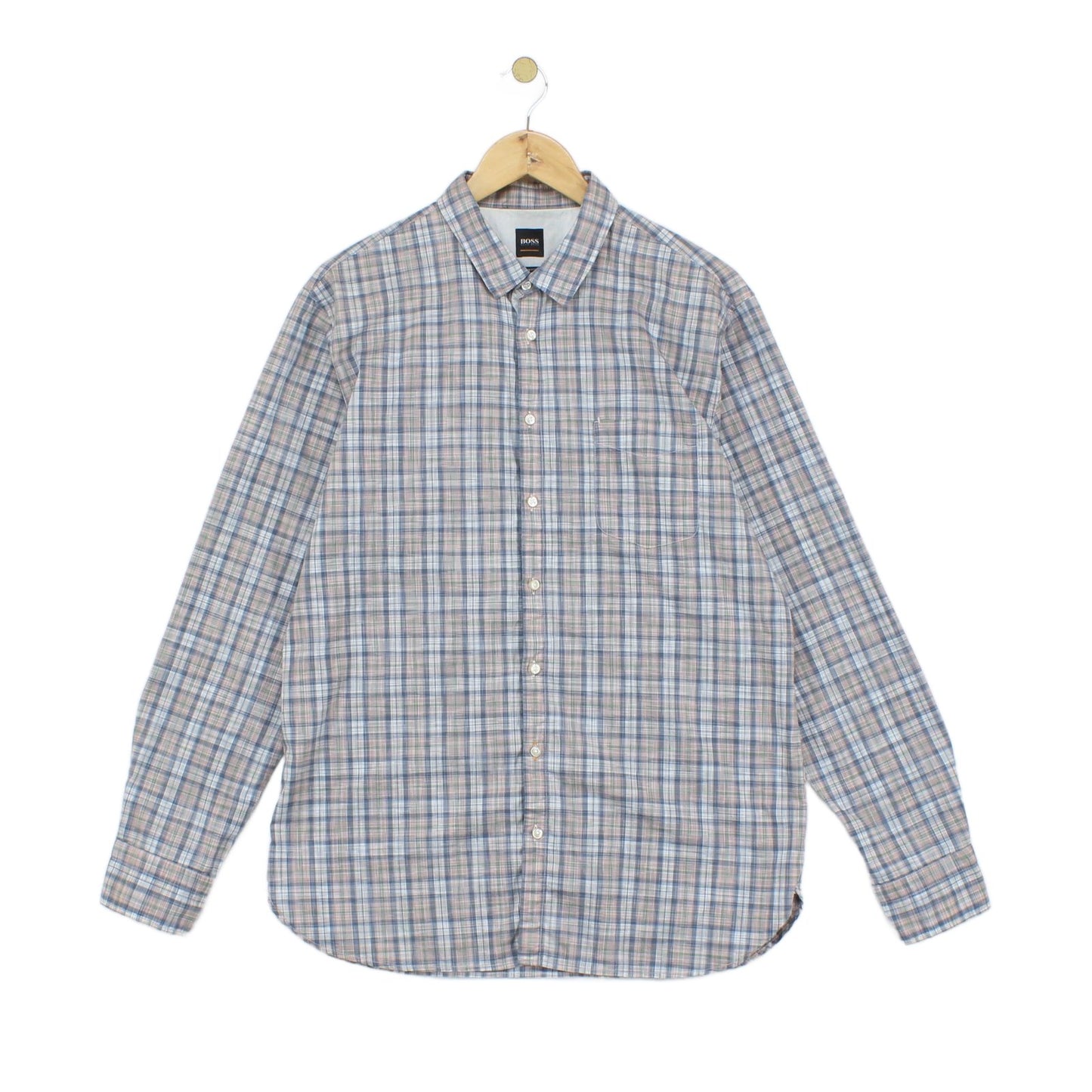 Mens Plaid Shirt Long Sleeve Slim Fit