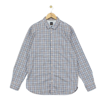 Mens Plaid Shirt Long Sleeve Slim Fit
