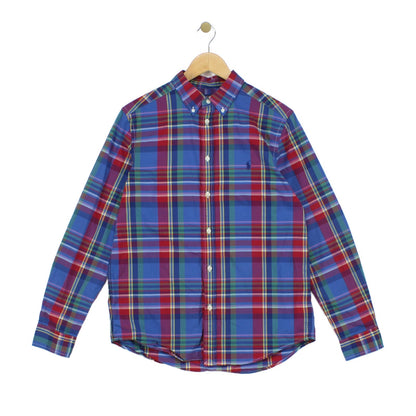 Boys Plaid Shirt Stretch Button Down Long Sleeve