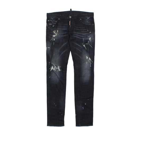 Mens Skinny Jeans Made In Italy Distressed Button Fly