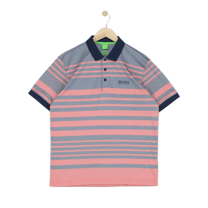 Mens Striped Polo Shirt Short Sleeve Collared