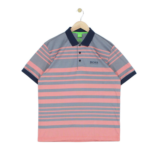Mens Striped Polo Shirt Short Sleeve Collared