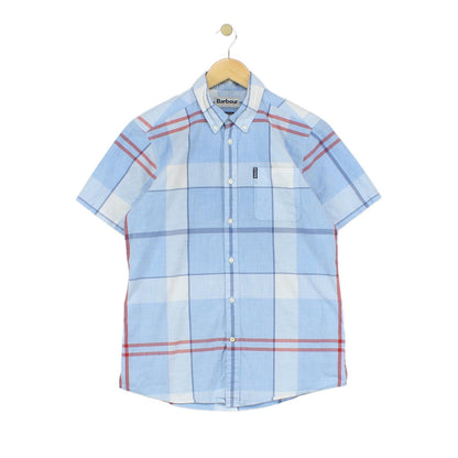 Mens Plaid Shirt Short Sleeve Tailored