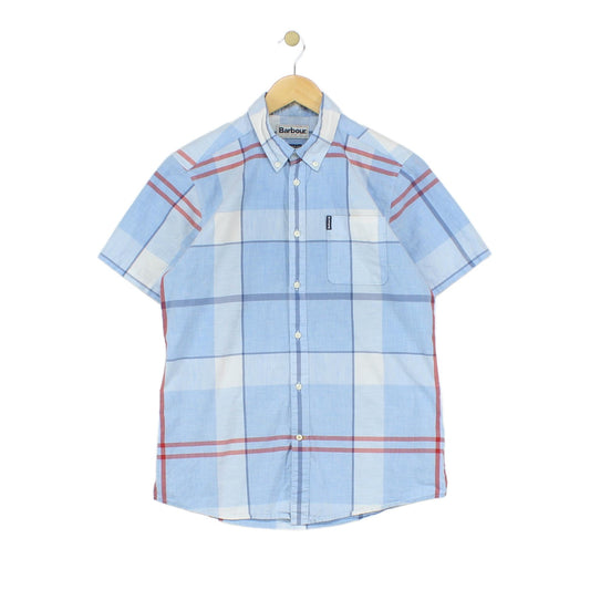Mens Plaid Shirt Short Sleeve Tailored
