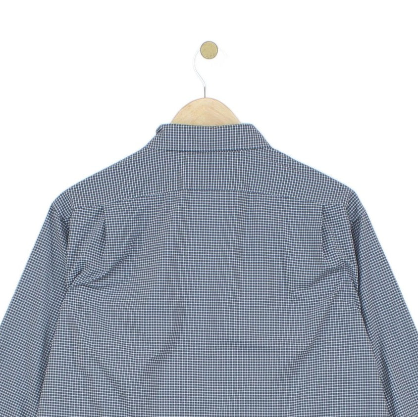 Mens Check Shirt Button Down Long Sleeve Performance