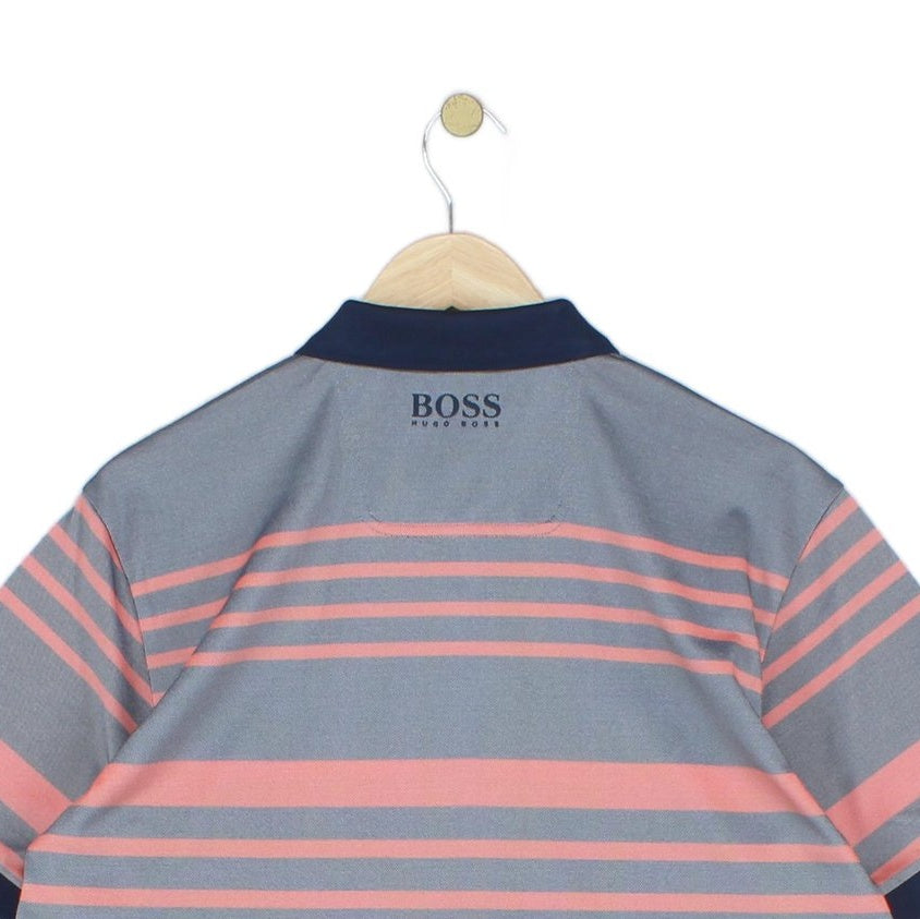Mens Striped Polo Shirt Short Sleeve Collared
