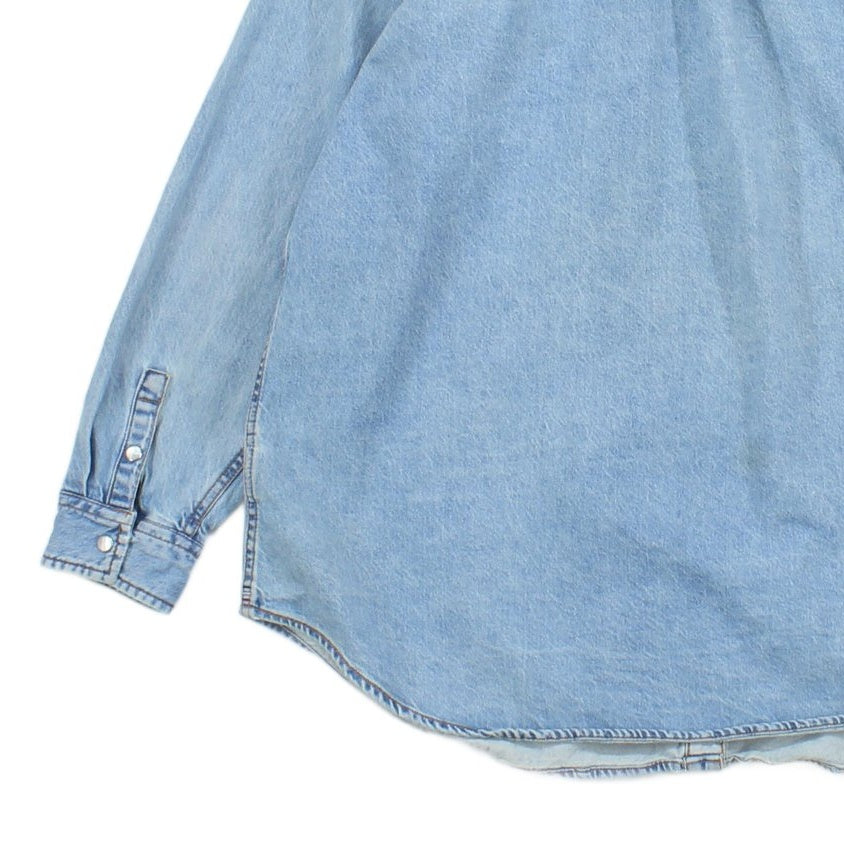 Womens Denim Shirt Long Sleeve Oversized Snap