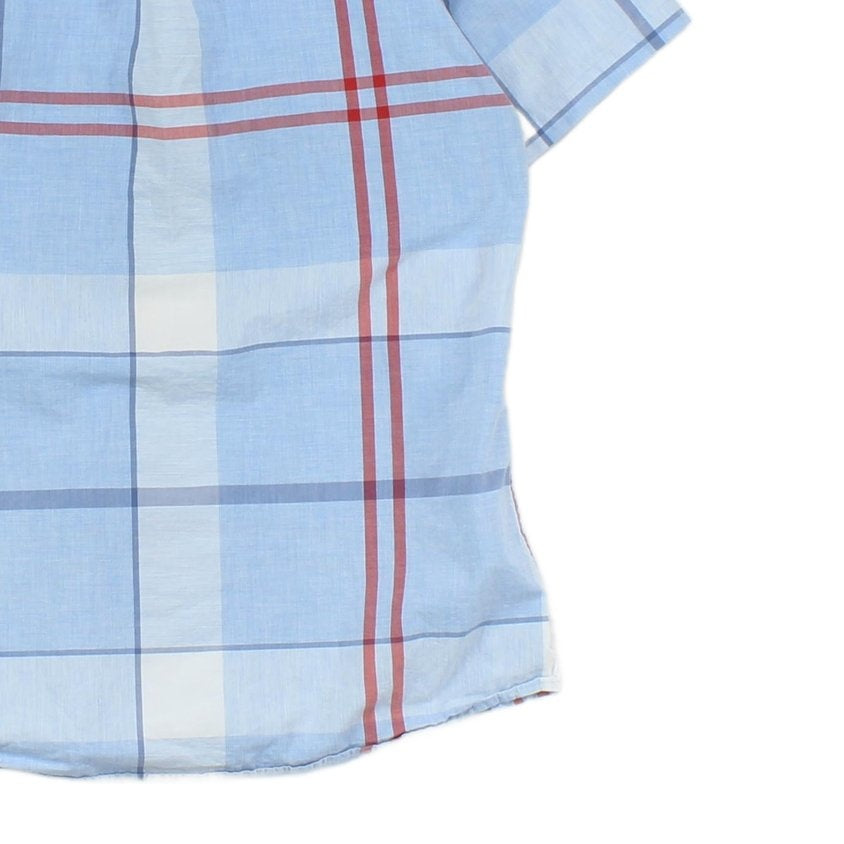 Mens Plaid Shirt Short Sleeve Tailored