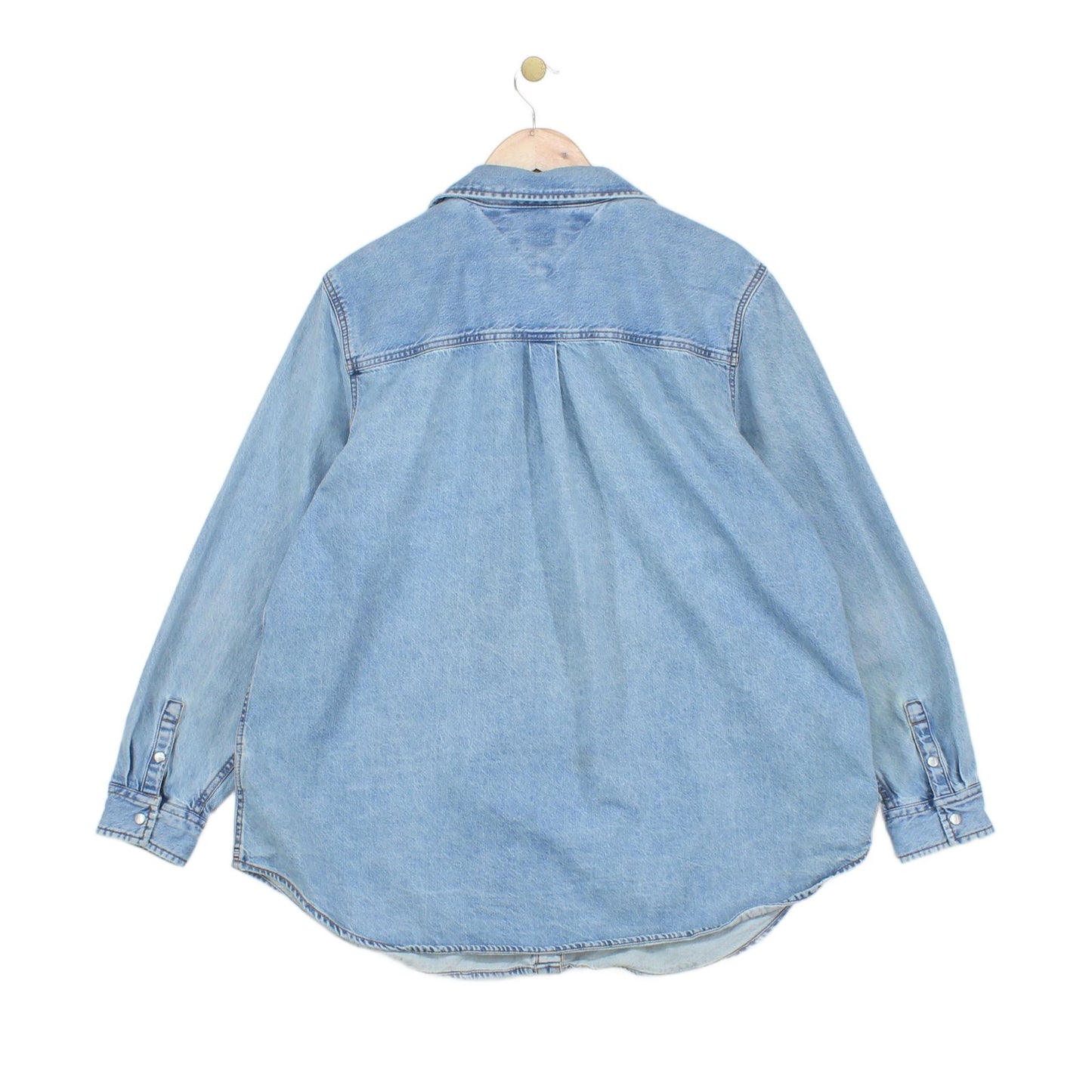 Womens Denim Shirt Long Sleeve Oversized Snap