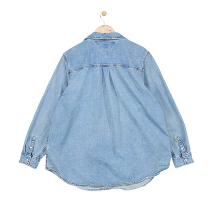 Womens Denim Shirt Long Sleeve Oversized Snap