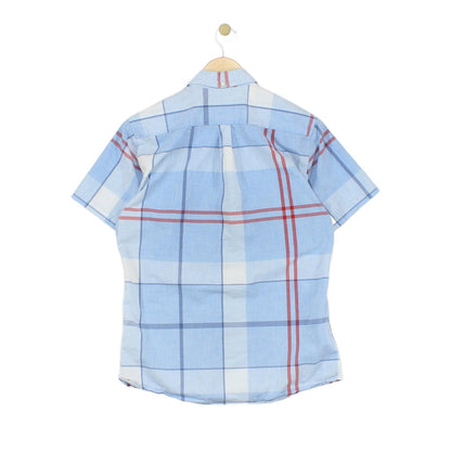 Mens Plaid Shirt Short Sleeve Tailored